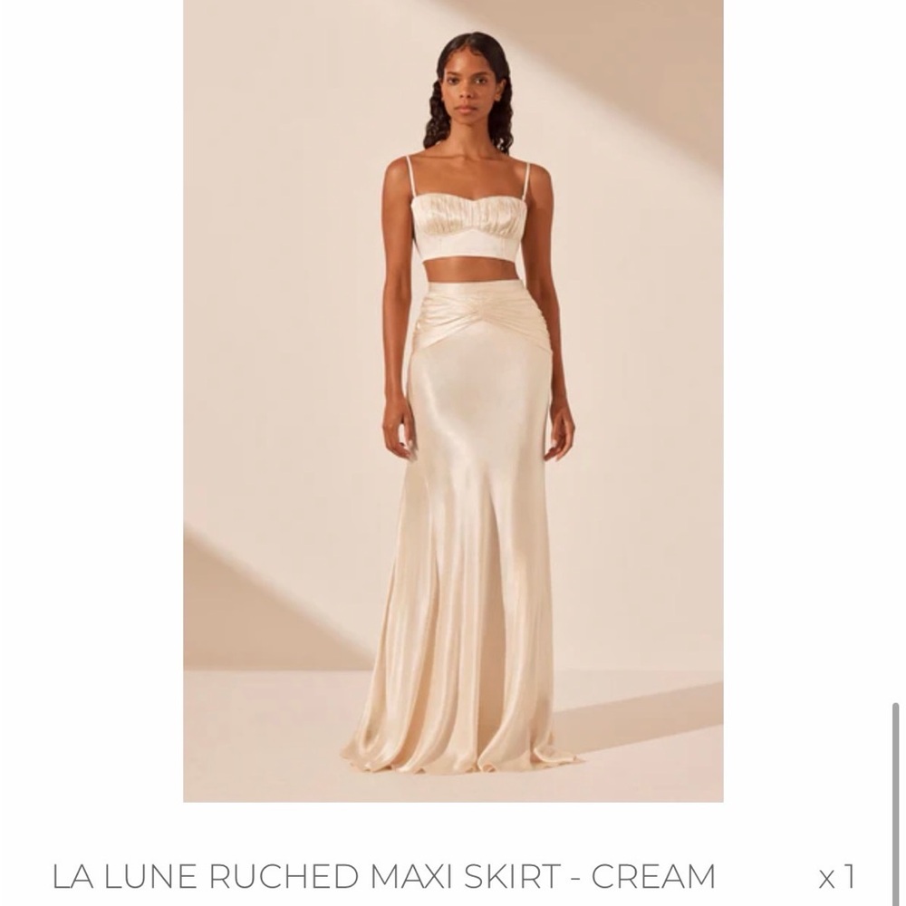 Shona Joy La Lune Ruched Maxi Skirt in Cream